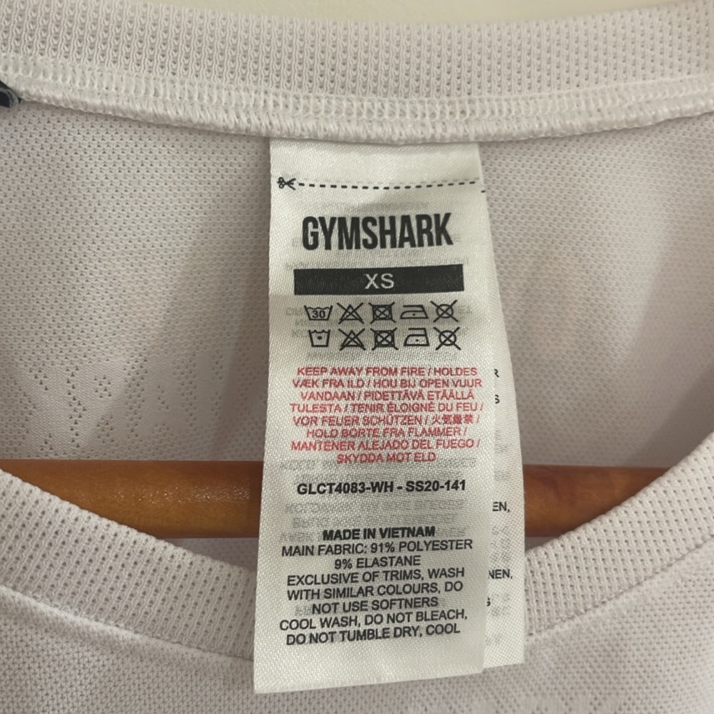 GYMSHARK LONG SLEEVE CROP TOP WHITE SIZE XS - Picture 2 of 9